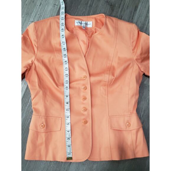 Jones New York Suit Orange Multi Button Blazer Suit Jacket & Skirt 2 Piece Set - Picture 6 of 10